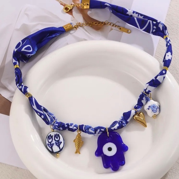 Evil eye bandana necklace - Picture 3 of 4